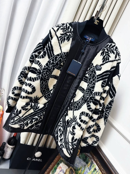 Louis Vuitton oversized coat in black and off-white