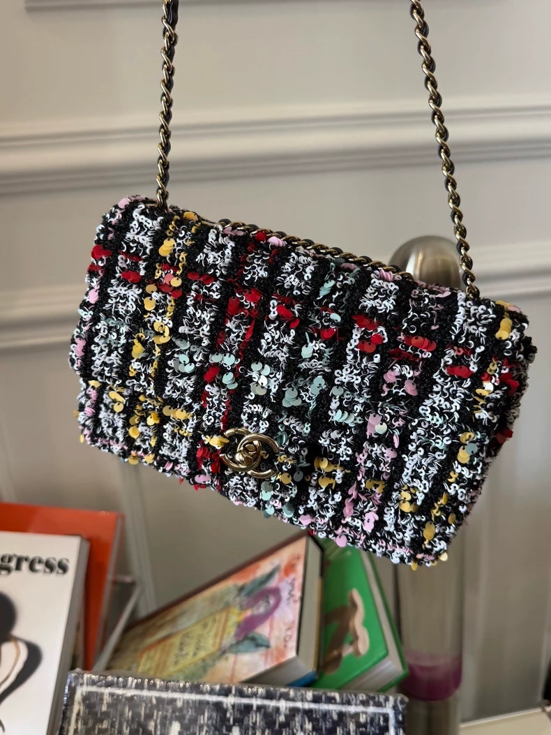 Chanel 25C Limited Edition Multi-Color tweed Sequin Mini CF