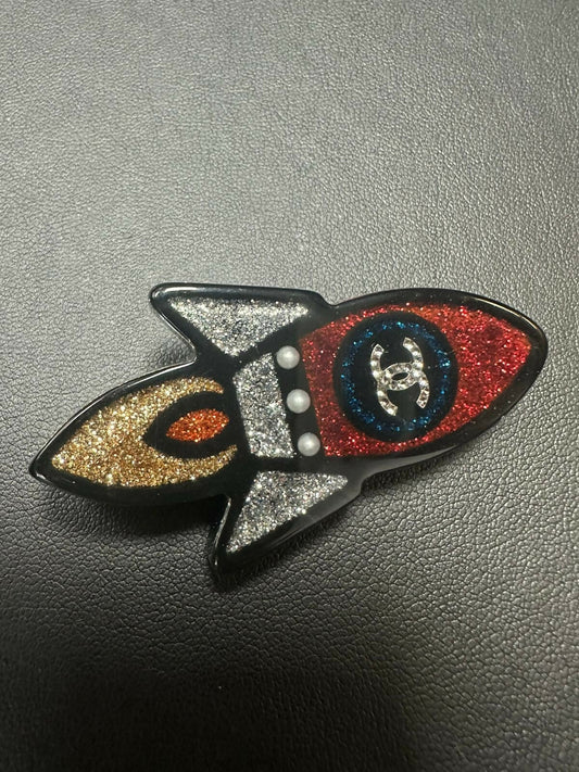 Chanel 17S Resin Rocket Glitter Brooch