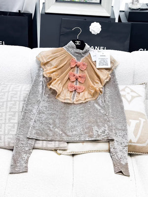 Chanel 24A box collar velvet top