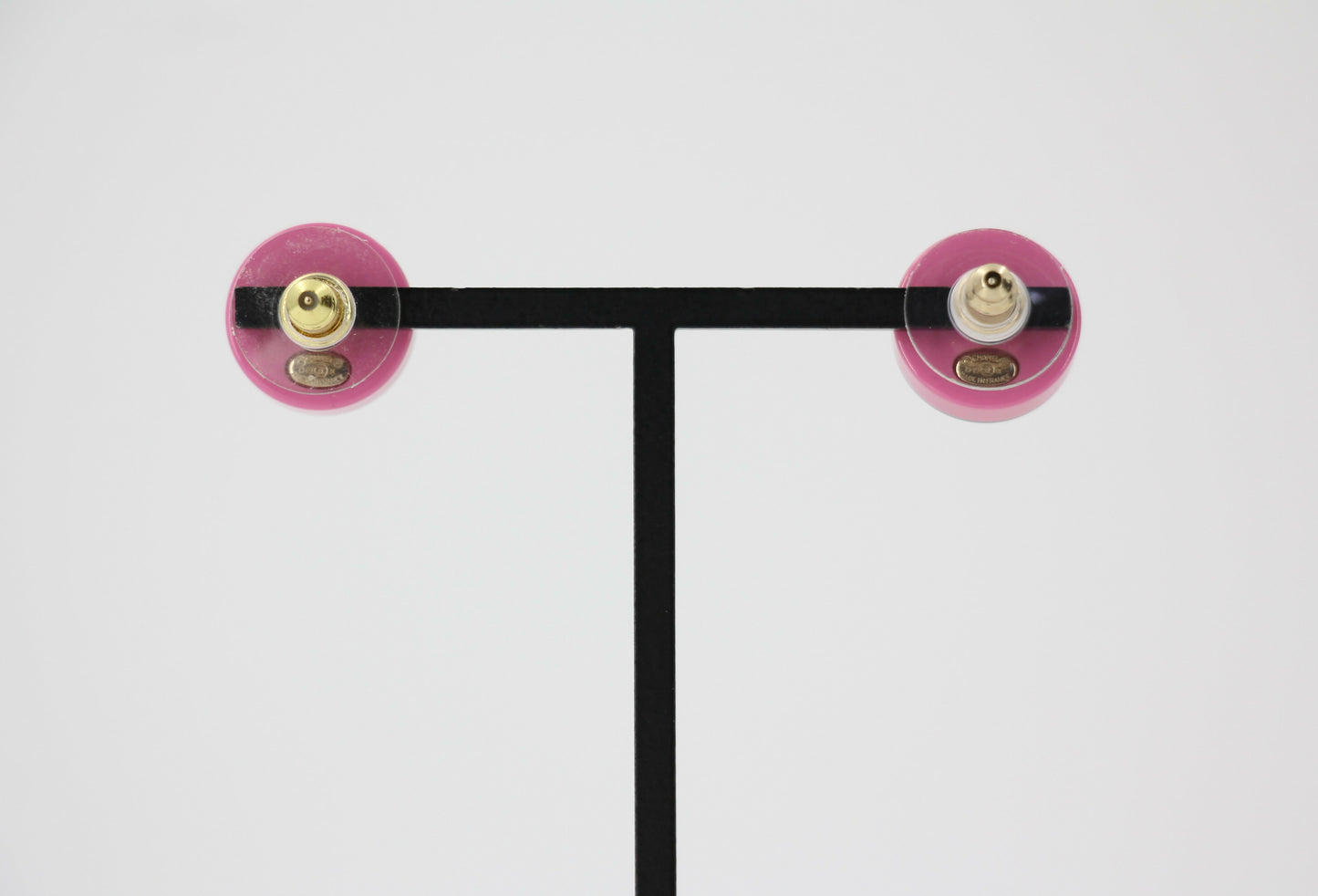 Chanel D19K Acrylic Pink Purple Thin Round Earrings