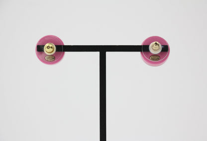 Chanel D19K Acrylic Pink Purple Thin Round Earrings