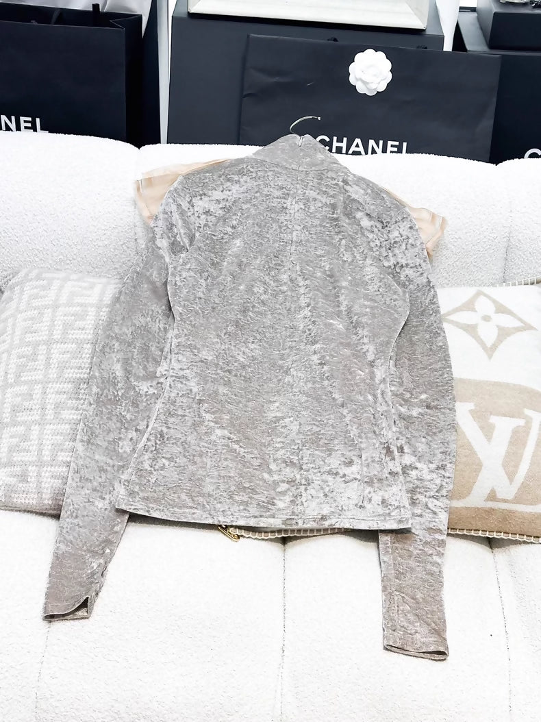 Chanel 24A box collar velvet top