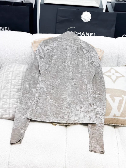 Chanel 24A box collar velvet top