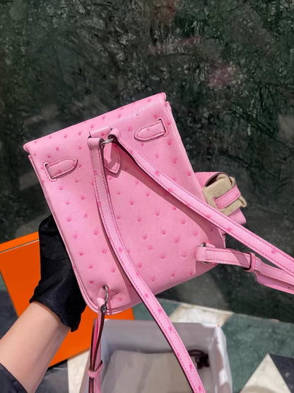 Hermes Kelly Jump L4 Bubblegum pink ostrich leather palladium hardware