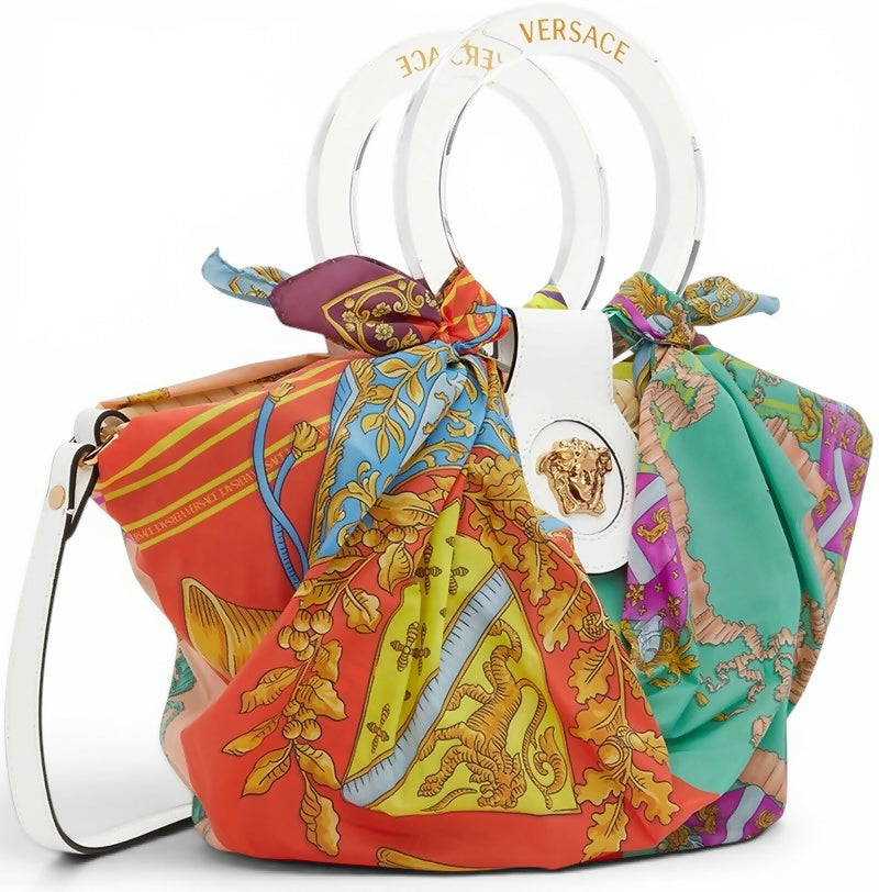 Versace 2022 La Medusa Small Straw Raffia Silk Bag