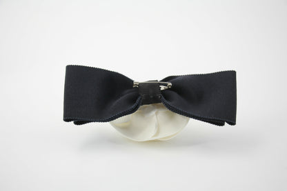 Chanel Vintage 81-85 Fabric Ribbon Black Camellia Brooch