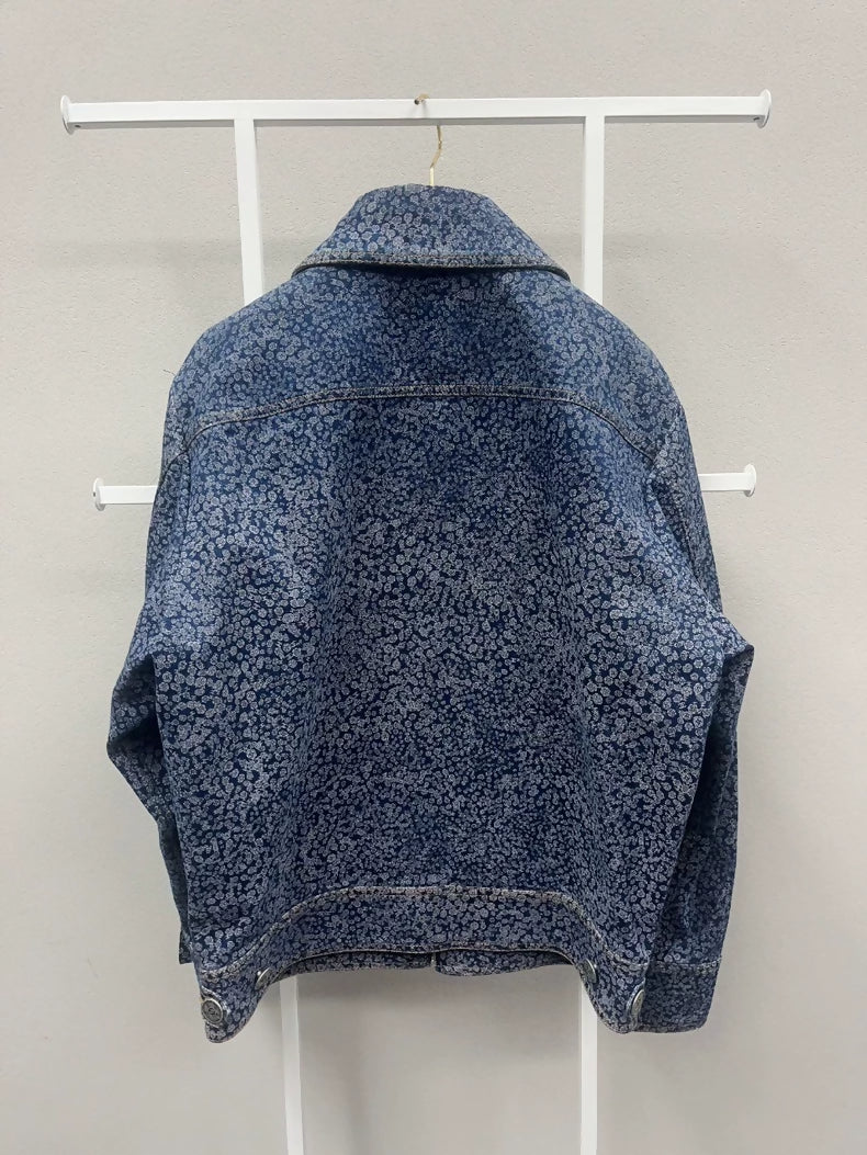 Chanel 21AW camellia print denim jacket