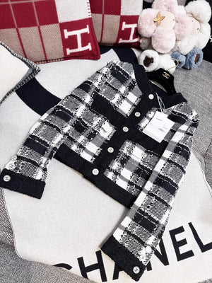 Chanel 23P black and white tweed jacket