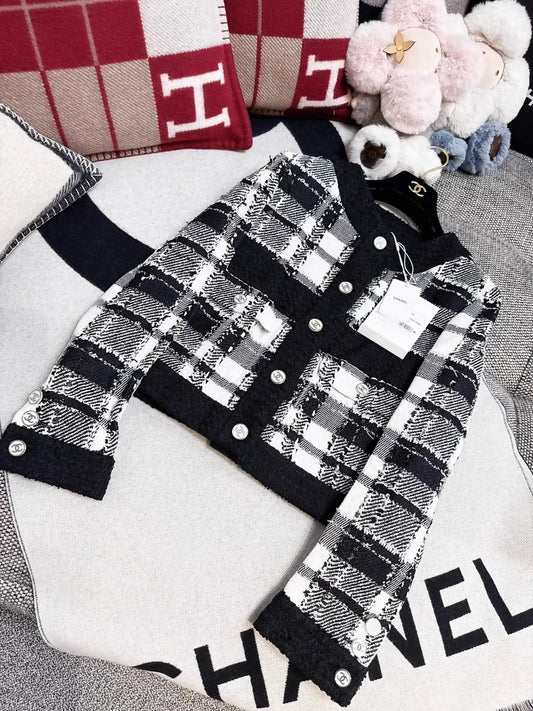 Chanel 23P black and white tweed jacket