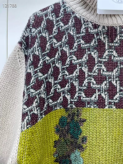 Hermes floral cashmere knit turtleneck Men's sweater