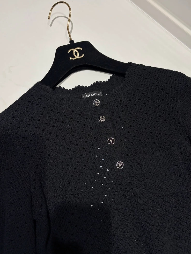 Chanel 24P Black Knit top