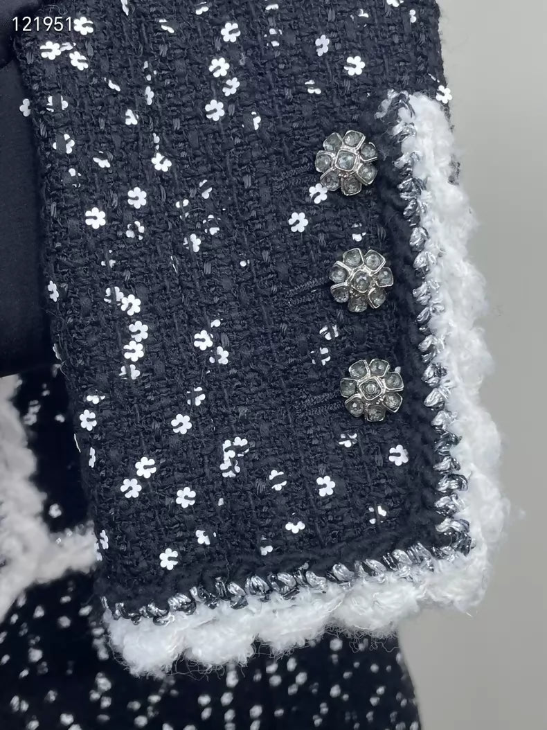 Chanel 23K black sequined tweed dress