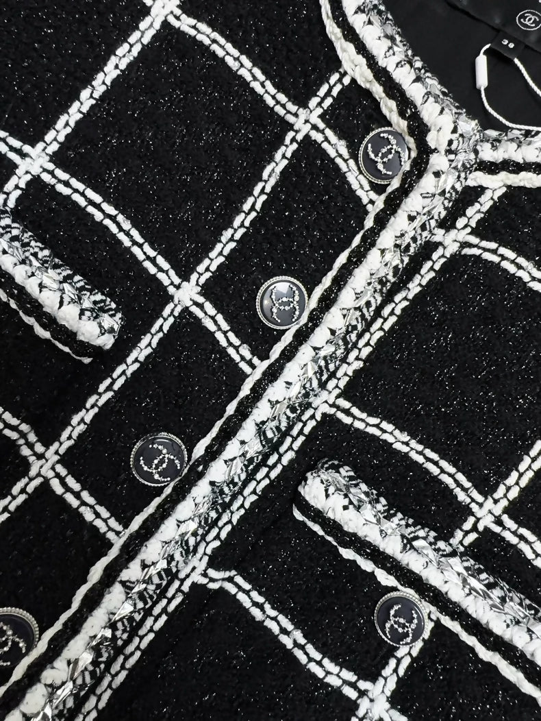 Chanel Black and Silver Checkered Jumpsuit