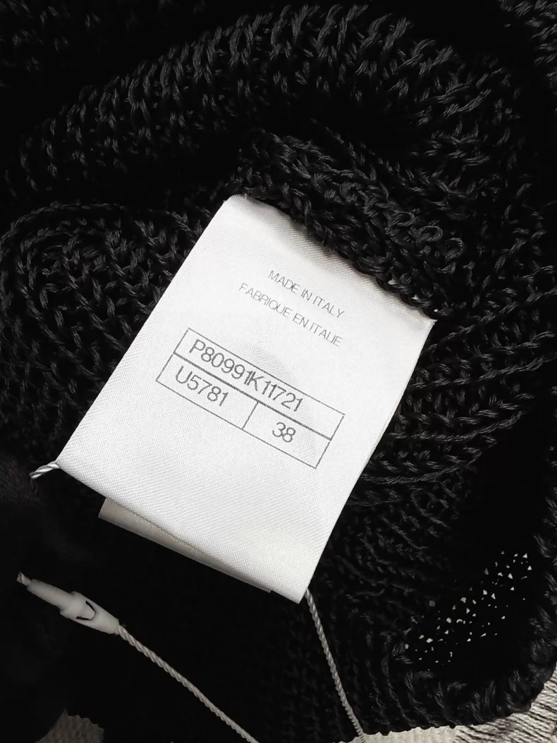 Chanel 26C black and white knit cardigan