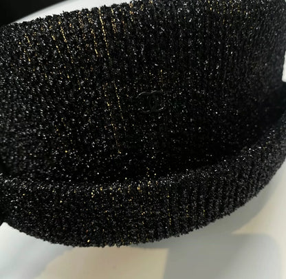 Chanel 19A Black Tweed 
Felt Boater Hat