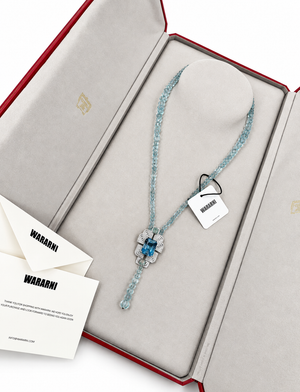 Cartier High Jewelry Necklace - Main stone: 37-carat aquamarine; two opals; chain beads: topaz.