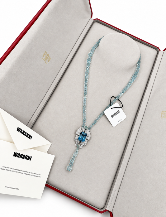 Cartier High Jewelry Necklace - Main stone: 37-carat aquamarine; two opals; chain beads: topaz.