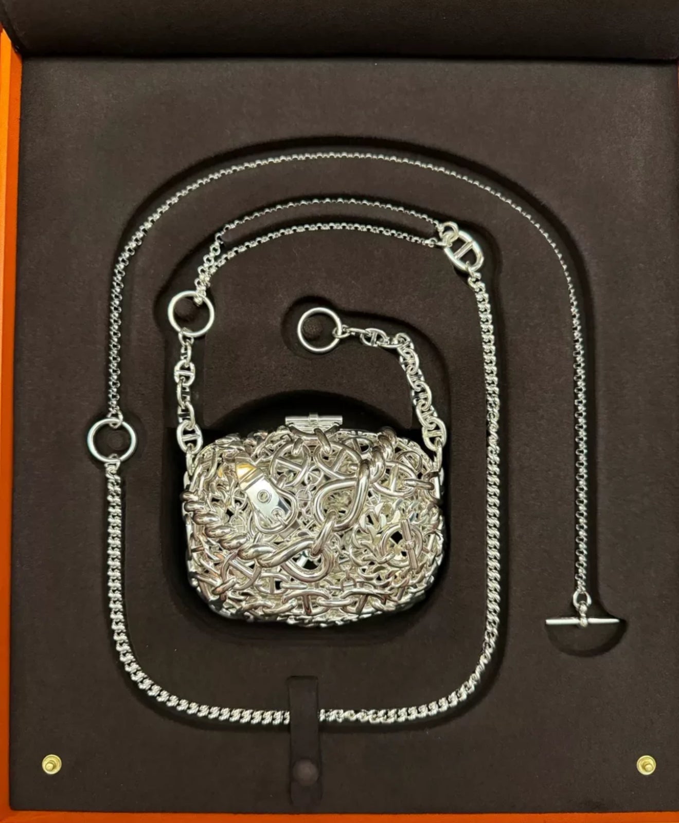 Hermès sacks Bijou 925 Shoulder bag Silver Metal Fittings Chaîne d