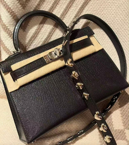 Hermes Mini Kelly 20 Clou de Coeur Black Chevre Palladium hardware