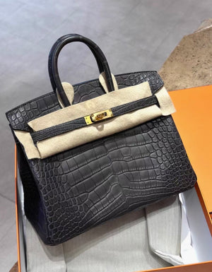 Hermès Birkin 25 Black Matte Alligator Gold Hardware