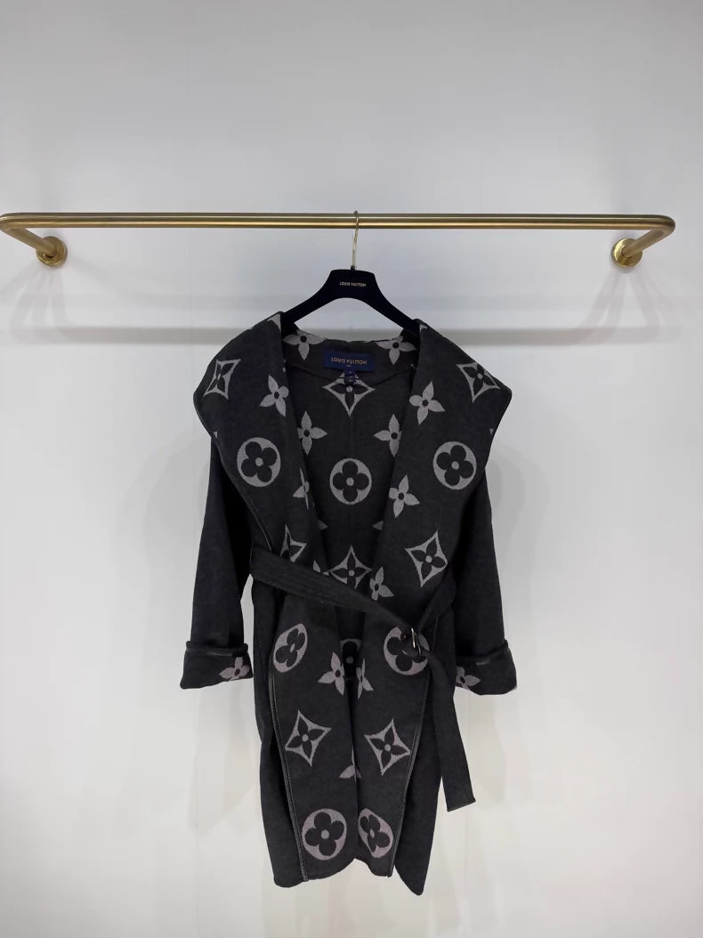 Louis Vuitton grey logo print coat