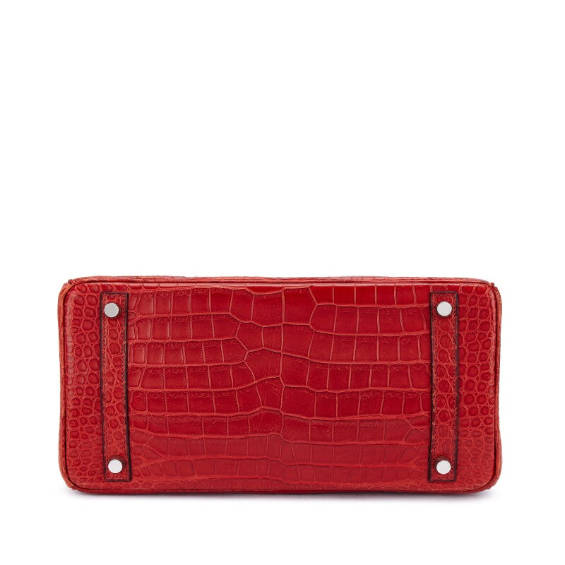 *RARE* Hermes Birkin 30 Dark Red Matte Crocodile Leather 18K white Gold Diamond hardware