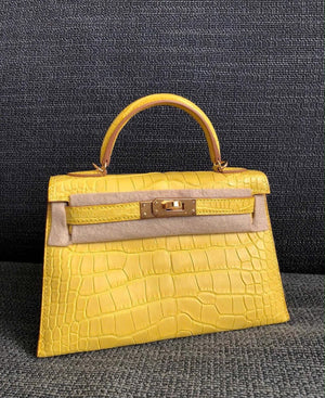 Hermes Mini Kelly 20 Mimosa Matte Alligator Gold hardware