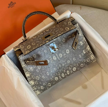 Hermes Mini Kelly Ombré Lizard Palladium Hardware