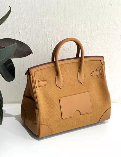 Hermès Birkin Cargo 25 Sesame Swift and Desert Toile Canvas Palladium Hardware