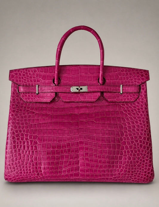 Hermes Birkin 40 Rose Scheherazade shiny crocodile leather palladium Hardware