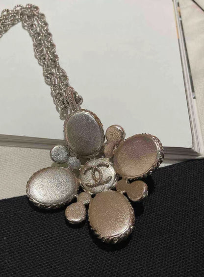 Chanel 2013 Blue/Silver Cross pendant necklace