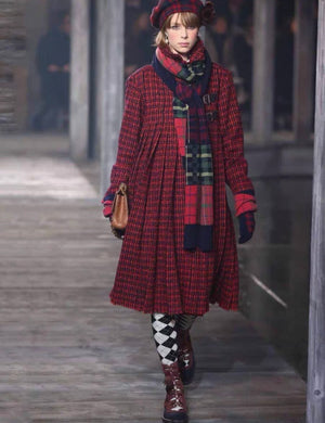 Chanel 13A Métiers d'Art Edinburgh Collection Red Wool British Plaid Coat