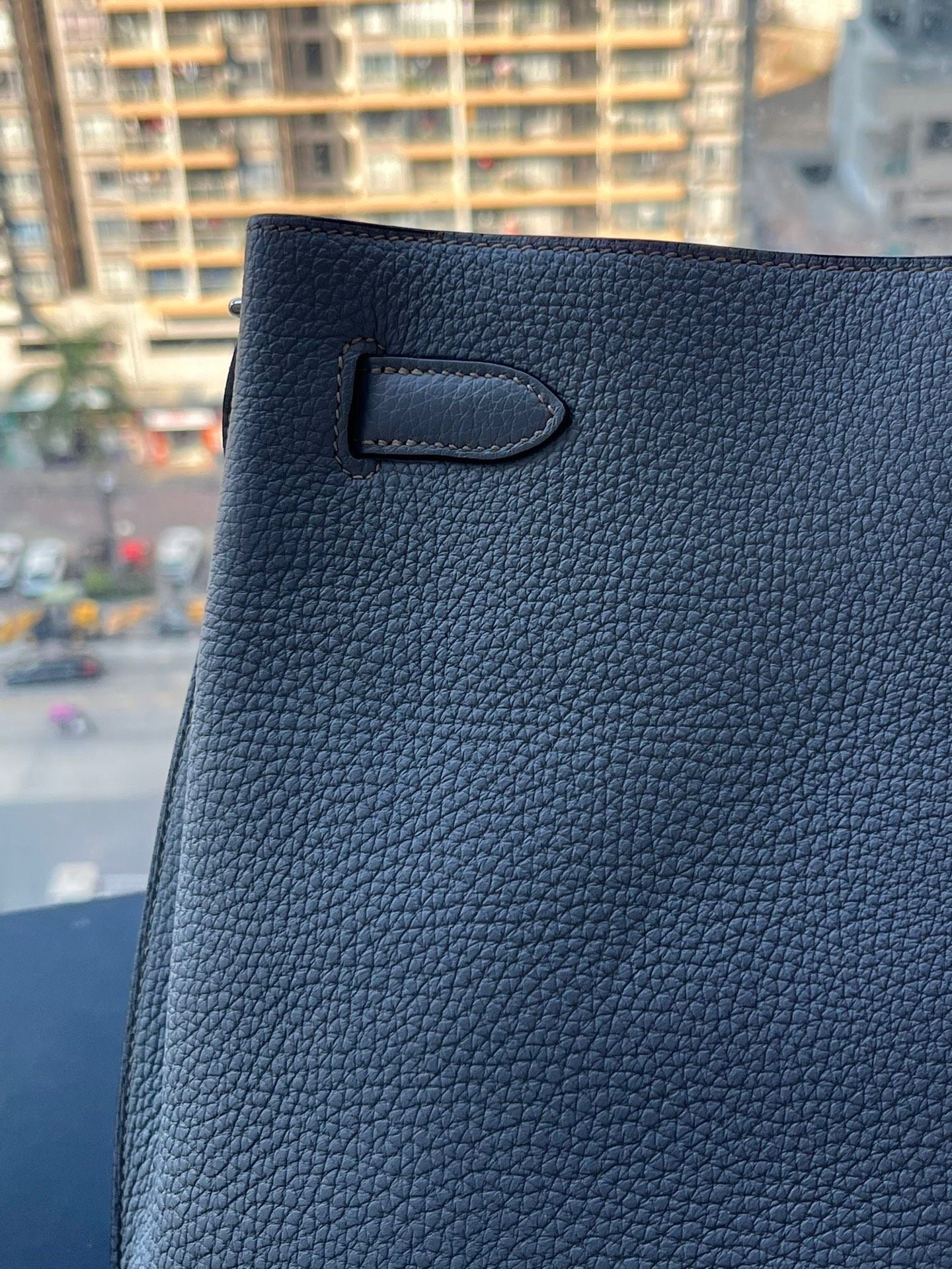 Hermès so Kelly 22 Bleu Lin togo leather palladium hardware
