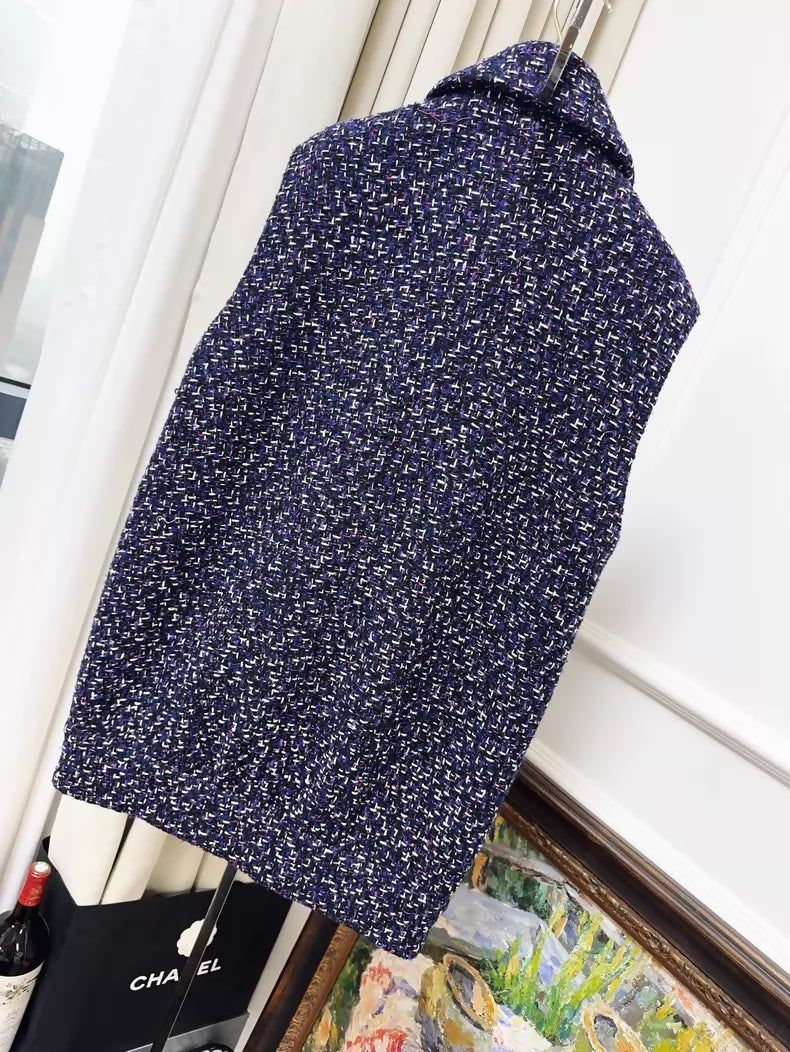 Chanel 23B purple tweed zip-up vest