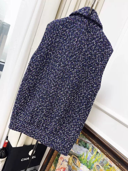 Chanel 23B purple tweed zip-up vest