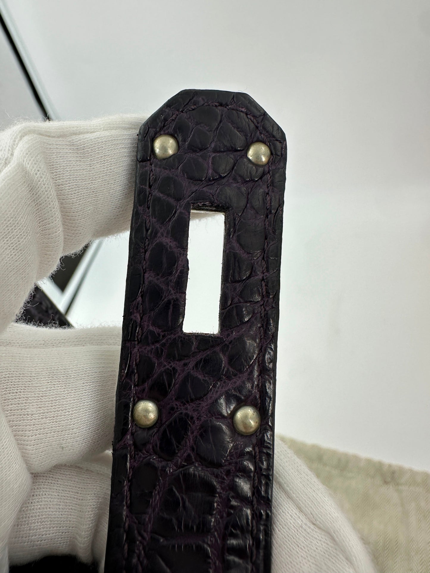 Hermes Birkin HAC 40 Matte Dark Purple Alligator Leather palladium hardware
