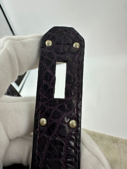 Hermes Birkin HAC 40 Matte Dark Purple Alligator Leather palladium hardware