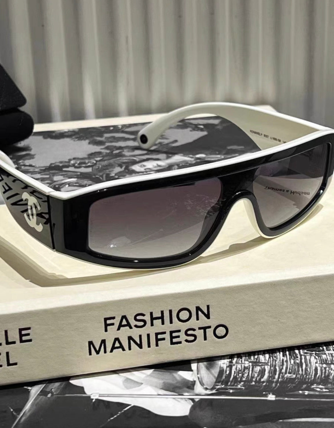 Chanel 24A black and white sunglasses with box, brand new,