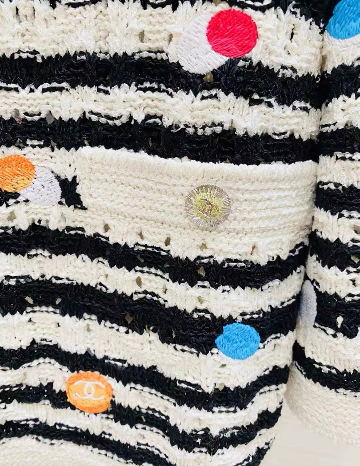 Chanel 24SS striped crochet sweater size 34