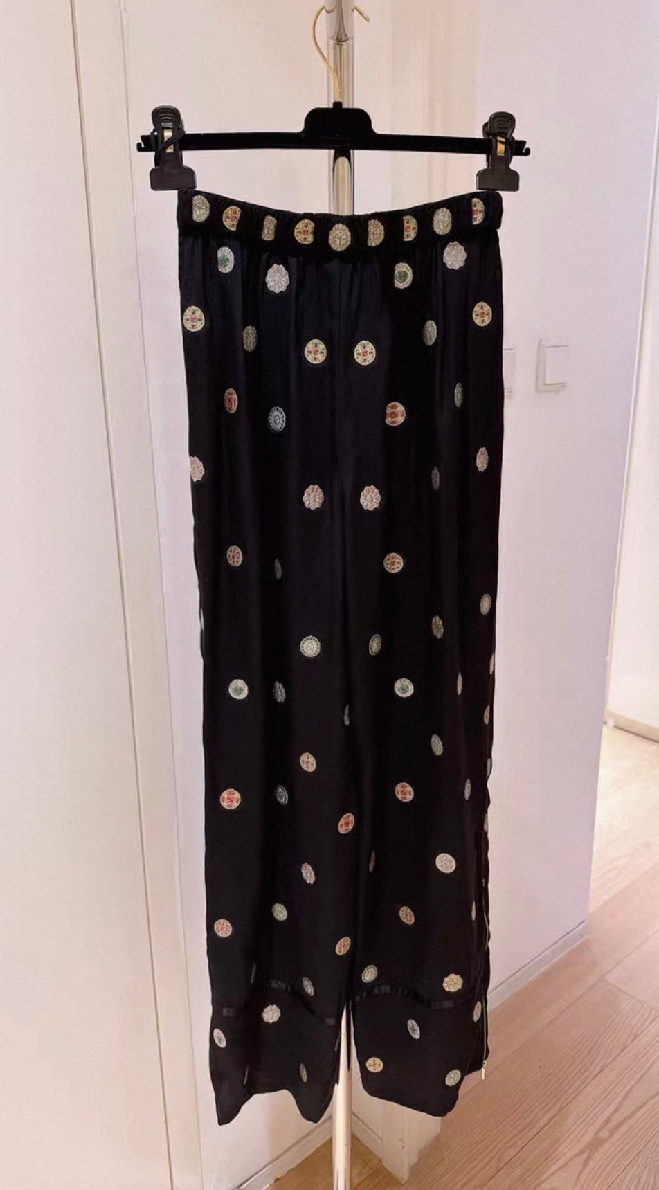 Chanel 21A black wide leg pant