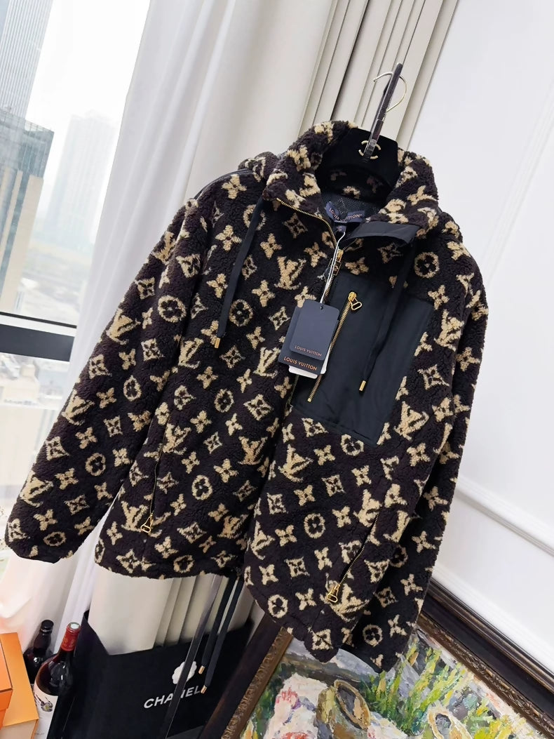 Louis Vuitton SS24 brown all-over logo monogram teddy bear down jacket