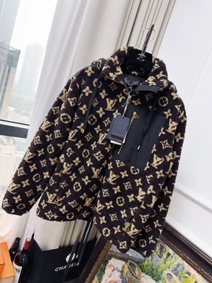 Louis Vuitton SS24 brown all-over logo monogram teddy bear down jacket