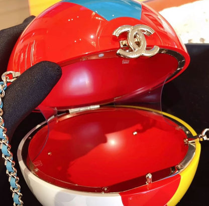 Chanel Limited Edition Red, Yellow, Blue and White Lucite Beach Ball Bag Pale Gold Hardware