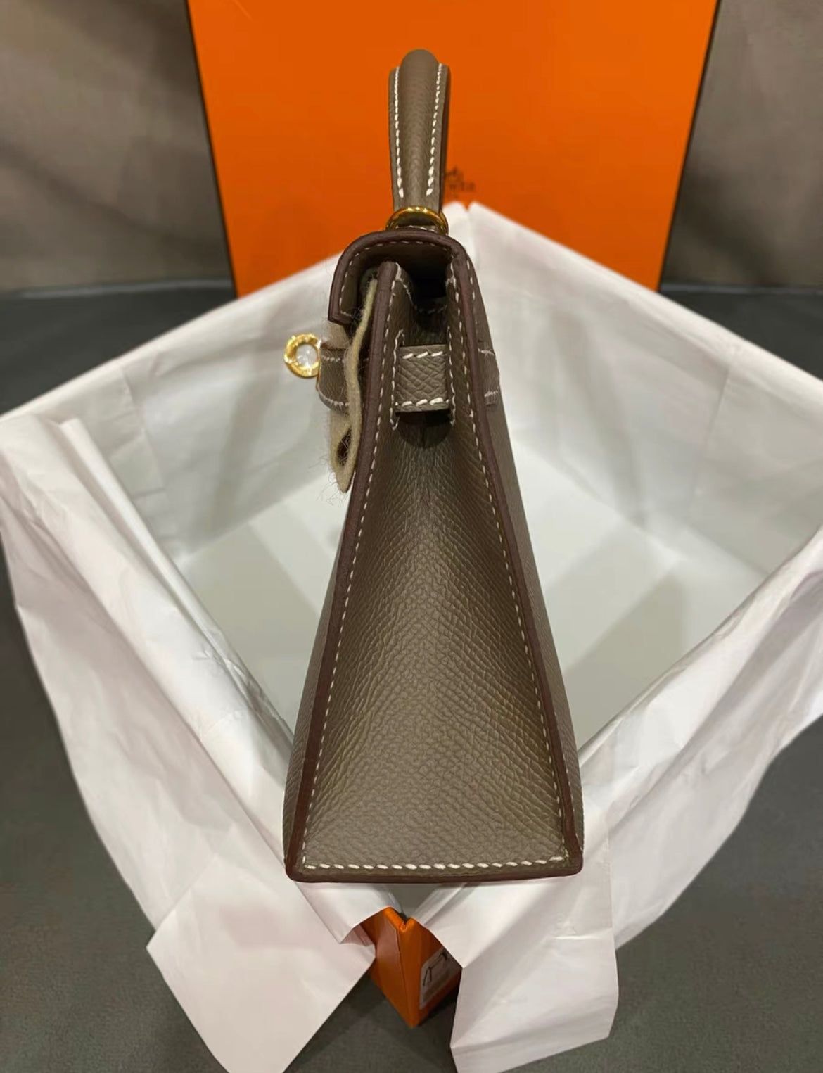 Hermès Kelly Etoupe Epsom Mini Gold Hardware