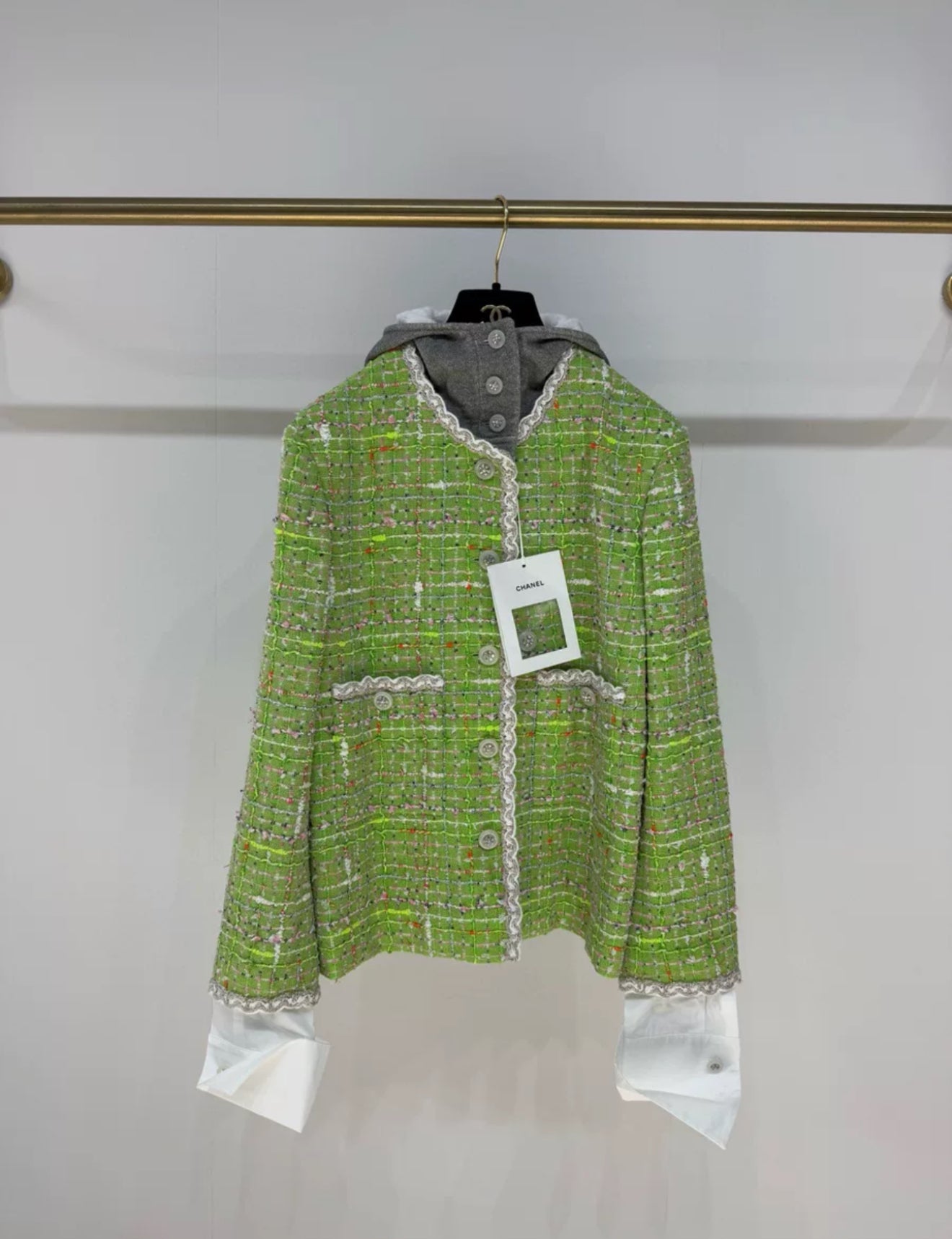 Chanel 25C Green Tweed Jacket