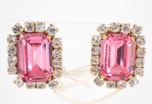 Rare Chanel Vintage 95P Pink Rhinestone Barbie Earrings