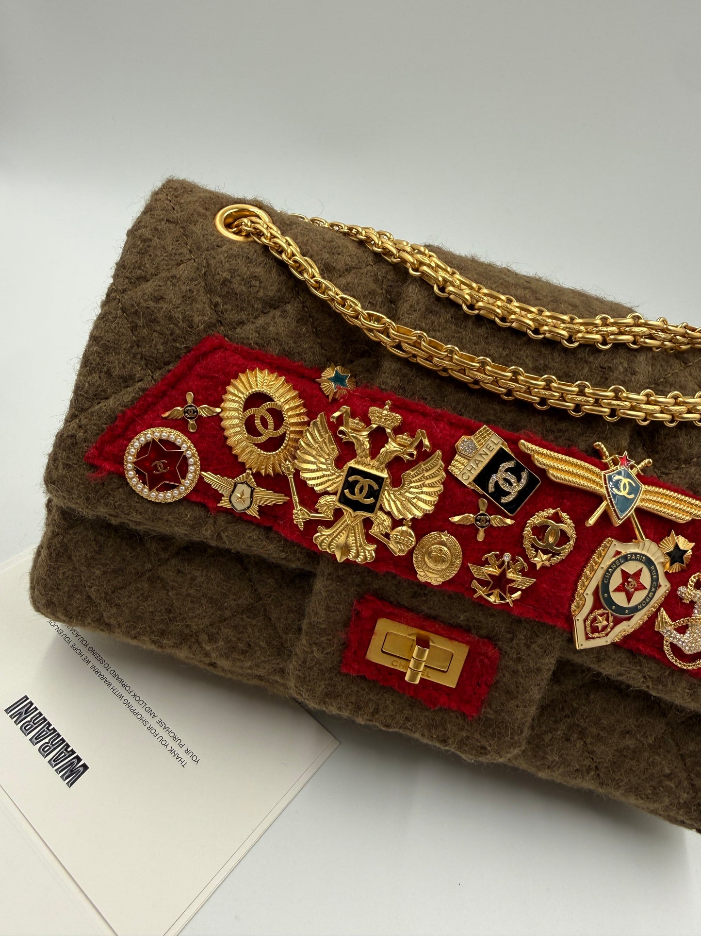 Rare Chanel 2009 Pre-fall Paris Moscow 2.55 badge bag