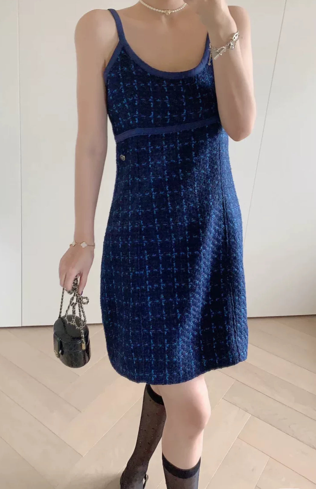 Chanel 24P Blue Tweed Dress