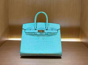Hermes Birkin 25 Sellier Peppermint Matte Alligator Gold hardware